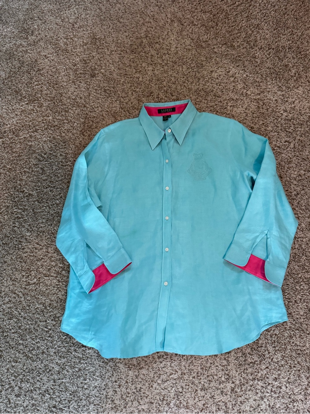 Lauren Ralph Lauren Monogram Linen Blouse- XL